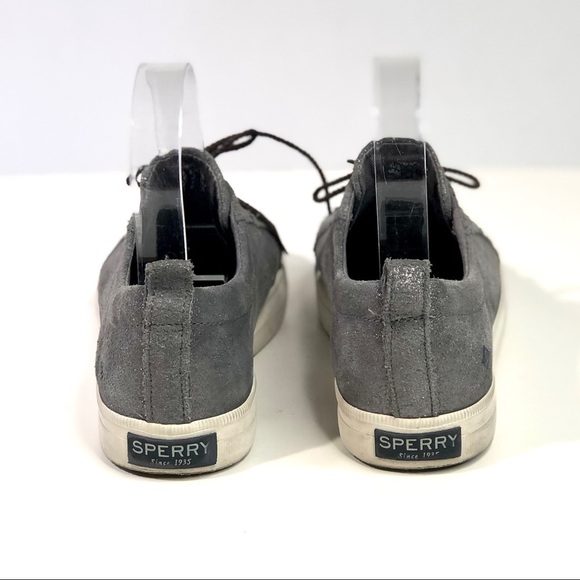 Sperry metallic silver suede lace-up sneakers 6 - Picture 5 of 11